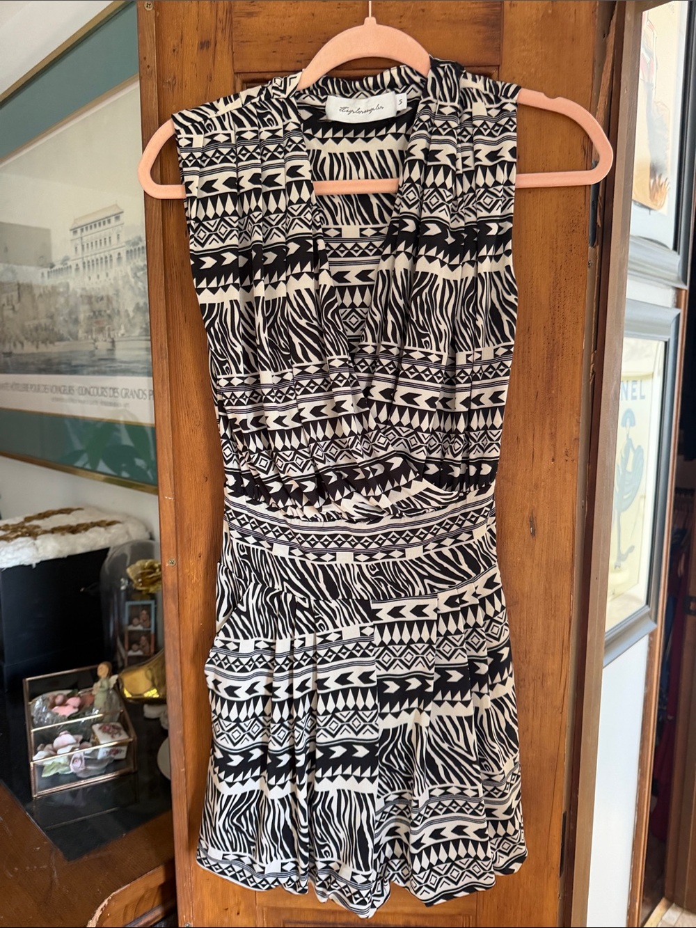 T-Bags Black and White Tribal Print Sleeveless Romper